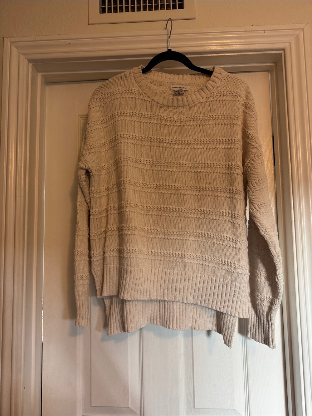 cupcakes & cashmere Cream Textured Crewneck Sweater